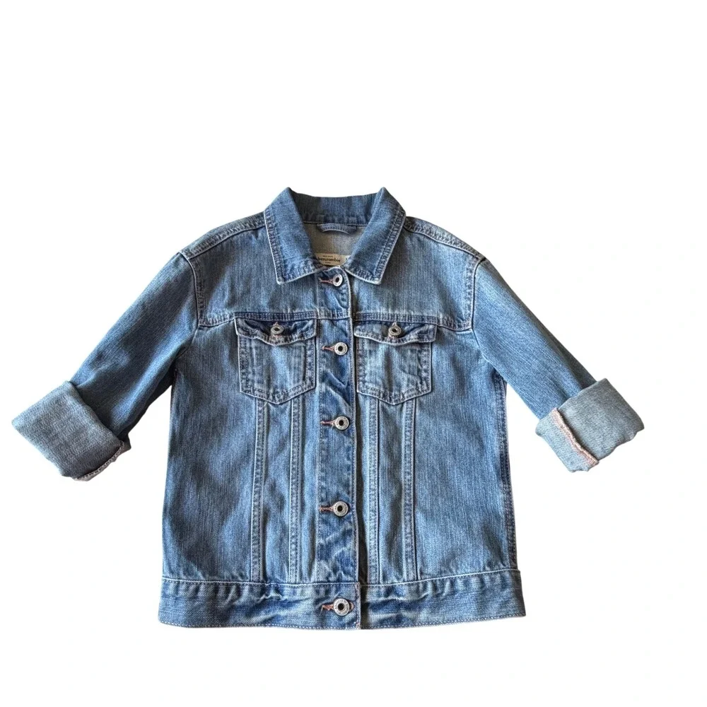 Abercrombie Kids Denim Jacket XXS 7 Blue Purple In Glitter We Trust Tie Dye